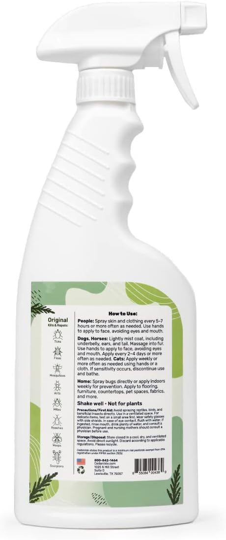 Cedarcide Original Bug Spray | Repel & Kill Fleas, Ticks, Mosquitoes, Mites, Ants & Chiggers | for use on People