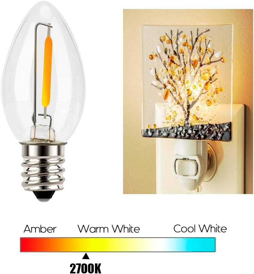 Emotionlite C7 LED Candelabra Bulbs, E12 Base, Warm White 2700K, 4 Pack | lear LED chandelier bulbs, 4W/5W/6W/7W incandescent equivalent with E12 candelabra base