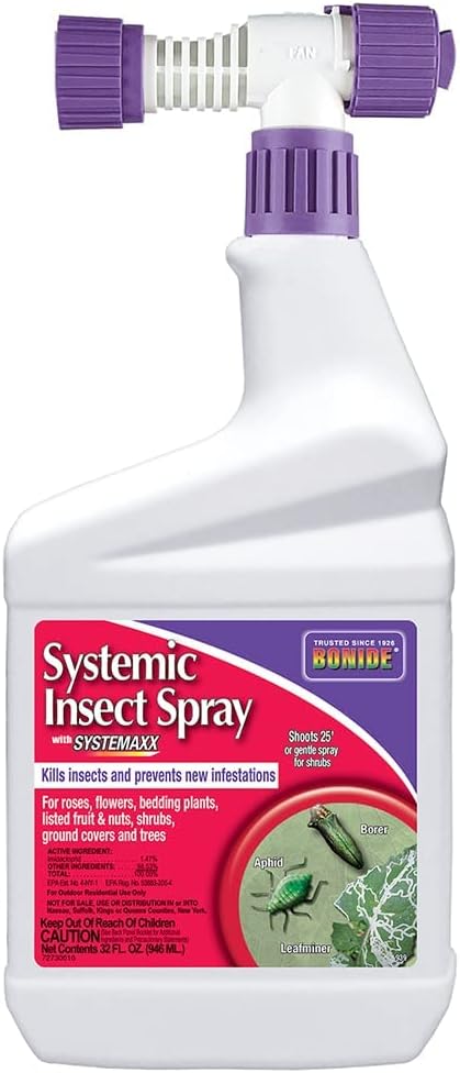 Bonide Systemic Insect Spray with Systemaxx, 32 oz | Ready-to-Spray Insecticide Kills Insects and Prevents New Infestations