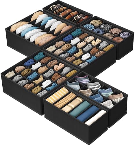Simple Houseware 4-Pack Drawer Organizer Set for Underwear/Socks/Bra, Gray | Closet Dividers for Underwear, Socks, Bras, Scarves, Ties - Foldable Non-Woven Storage Boxes