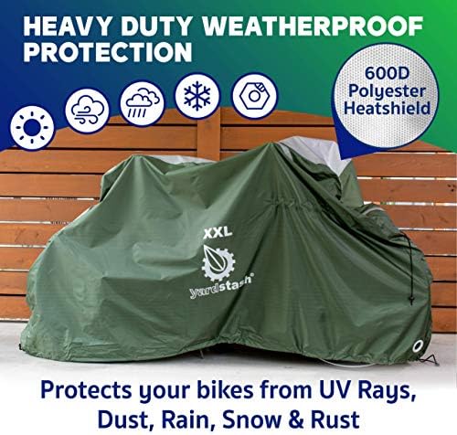 YardStash Bike Cover – XXL Reflective Bicycle Covers for Outside Storage - Waterproof & Weatherproof Garden Tarp Shelters for Bikes, Trikes, 29ers