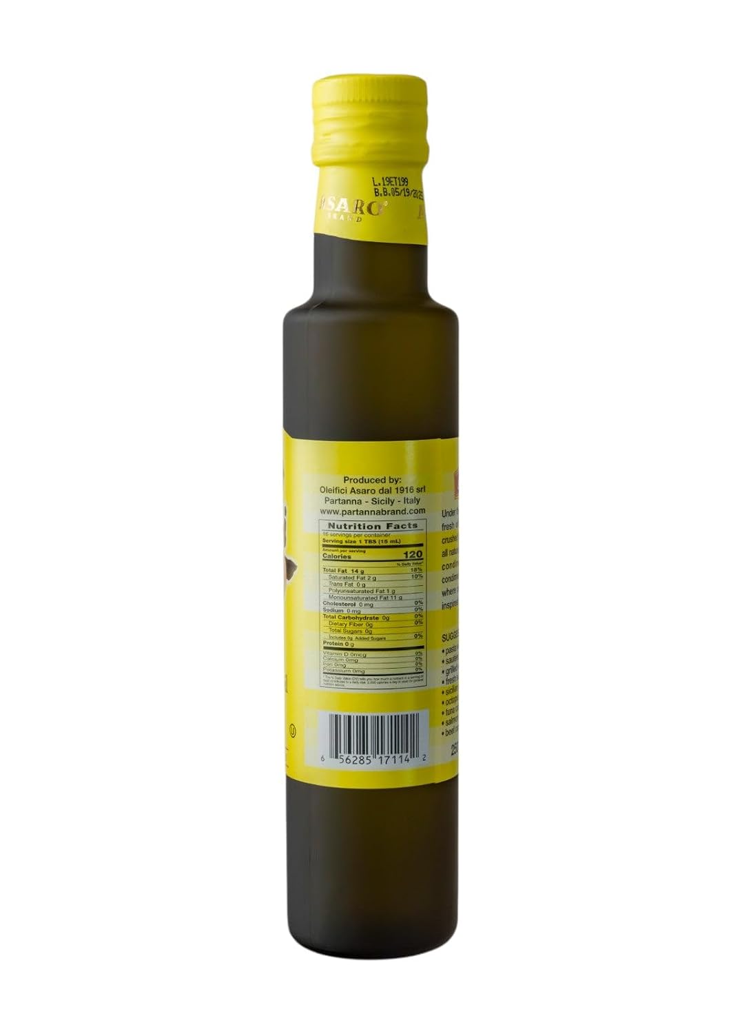 Partanna Extra Virgin Olive Oil, Sicilian Moro Orange, 8.45 oz | Co-pressed, Naturally Aromatic, Harvested in Sicily, First Cold Pressed, Glass Bottle