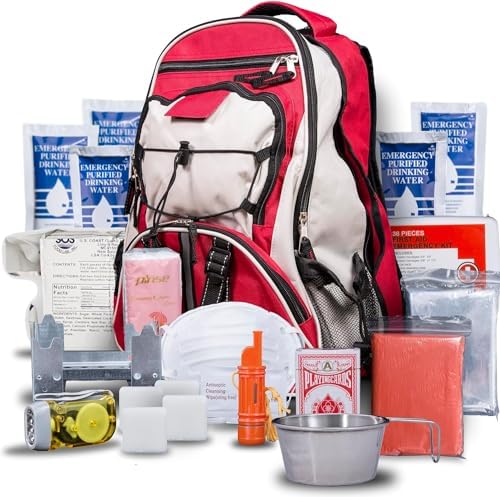 Blue Seventy-Two - Pro Series - Red Deluxe 72 Hour Emergency Backpack Survival Kit for 1 Person | Survival Kits for Emergencies (Includes Water
