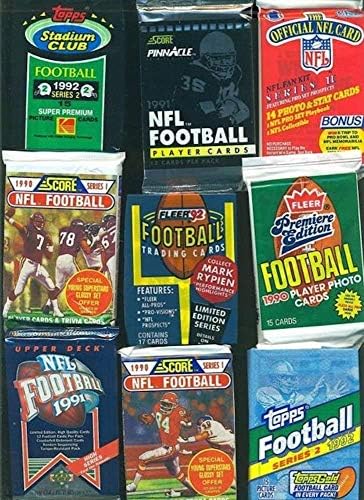 DREAM LOT OF OLD UNOPENED FOOTBALL CARDS IN PACKS 60 Cards in Packs from the Late 80s and Early 90s