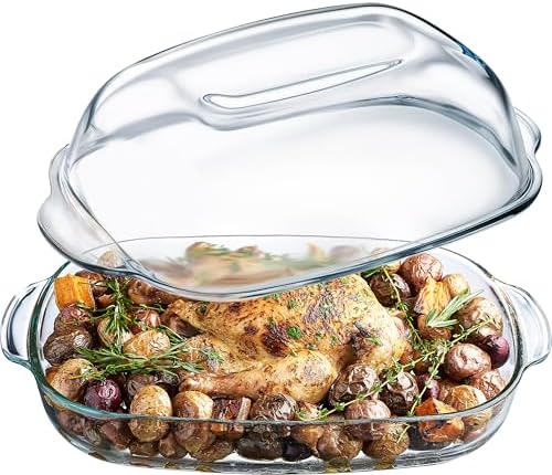 Simax Roaster Dish With High Lid Set, 8 Quart Glass Baking Dish
