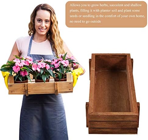 Wooden Plant Seeds Box, 2 Colors Randomly Indoor Outdoor Windowsill Kitchen Garden/Flower Planter Trough (3Pcs)