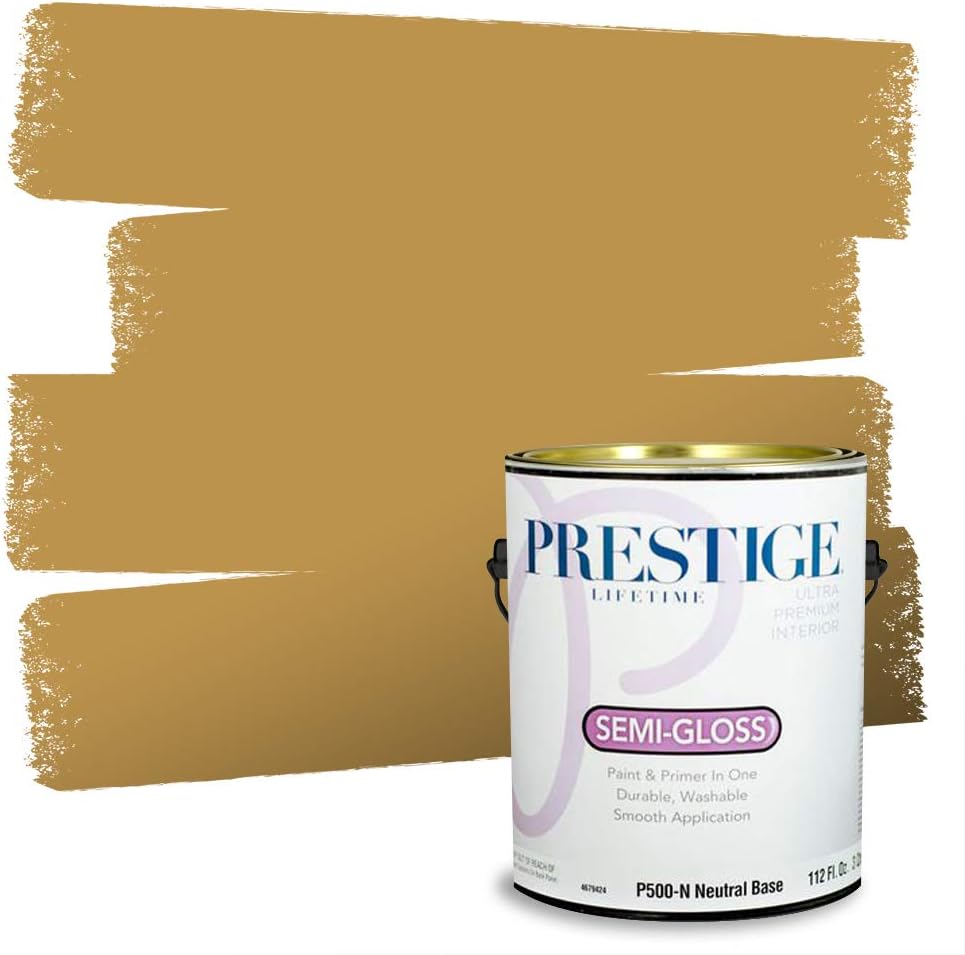PRESTIGE Paints Exterior Paint and Primer In One, 1-Gallon, Satin, Comparable Match of Sherwin Williams* Cachet Cream*