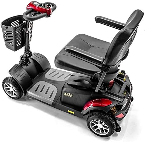BUZZAROUND EX Extreme 4-Wheel Heavy Duty Long Range Travel Scooter, Red, 18-Inch Seat