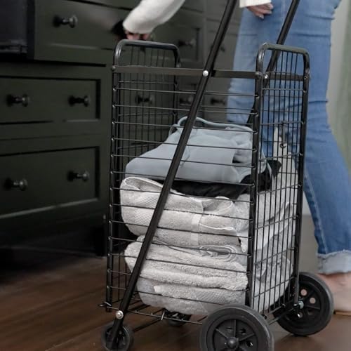 DMI Utility Cart with Wheels to be used for Shopping, Grocery, Laundry and Stair Climber Cart, Weighs 7.5 Pounds but holds up to 90 Pounds