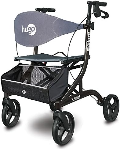 Hugo Mobility Explore Side-Fold Rollator Walker with Seat, Backrest and Folding Basket