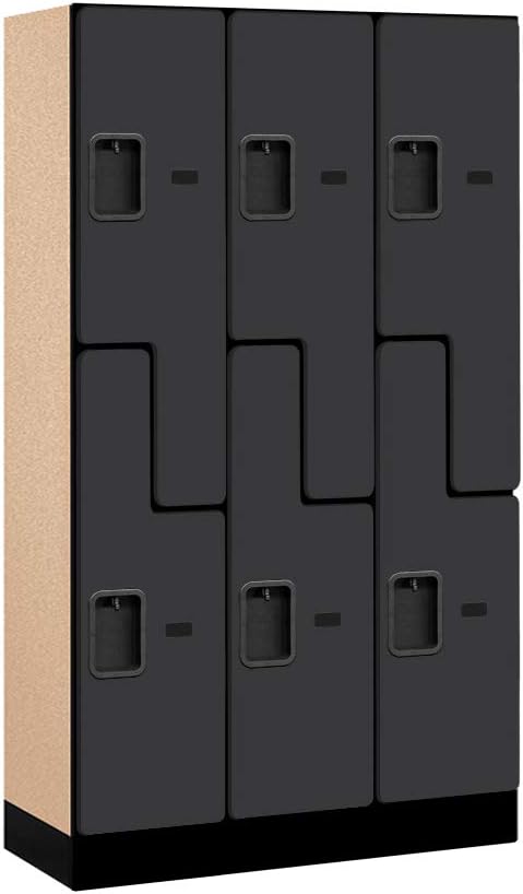 Salsbury Industries Double Tier 'S' Style Designer Wood Locker, Mahogany, 5' 3" x 15"