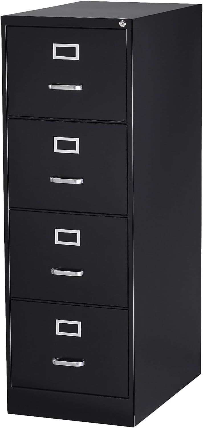 Staples 4-Drawer Vertical File Cabinet, Letter Size Documents, Lockable, 26.5" D x 15" W x 51.97" H, Putty/Beige