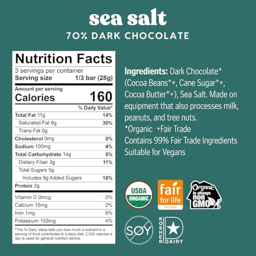 Theo Mint Organic Dark Chocolate Bar, 70% Cacao, 1 Bar | Vegan, Fair Trade