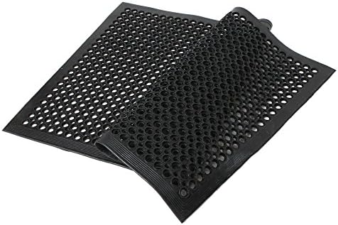36" x 60" Heavy-Duty Black Commercial Anti-Fatigue Floor Mat Outdoor Indoor Kitchen X Comfort Rug Rubber cart Drainage Excellent Safe Bathroom Home