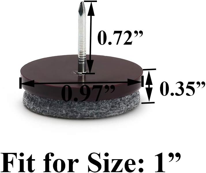 Furniture Felt Pads Nail-on Heavy Duty Felt Pad Chair Sliders Round Chair Leg Floor Protectors 1" Furniture Leg Protector 24 Pack