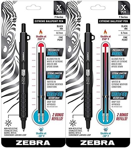 Zebra Pen STEEL X-701 Tactical Ballpoint Pen, Black Ink, 0.7mm, 1-Pack