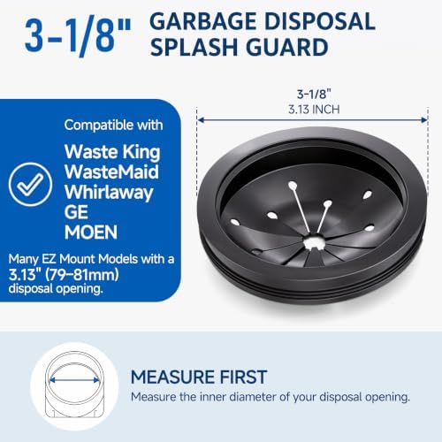 Garbage Disposal Splash Guard Collar Sink Baffle, Food Waste Disposer Parts Accessories, 3-1/8 Inch Multi-function Drain Plugs for Garbage Disposals by CLEESINK