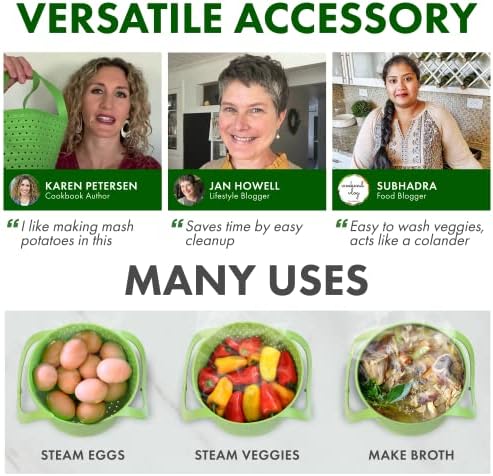Avokado Silicone Steamer Basket for 3qt Instant Pot [6qt, 8qt avail], Other Pressure Cookers - 100% Food Safe, BPA-Free