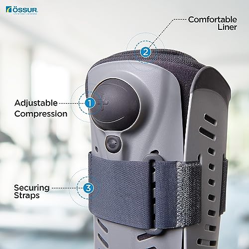 Ossur Rebound Air Walker Boot with Compression Adjustable Comfortable Straps & Air Pump Rocker Bottom | For Ankle Sprains, Stable Fractures, Tendon Sprains & Post-Operative Rehab | (Low Top, Small)