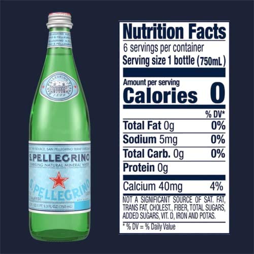 S.Pellegrino Sparkling Natural Mineral Water, 8.45 fl oz. Glass Bottle (24 Count)