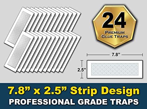 MaxGuard Glue Trap Strips (24 Traps) Non-Toxic Extra Sticky Glue Board Pre-Baited with Fruity Scent Attractant Trap & Kill Insects, Bugs, Spiders