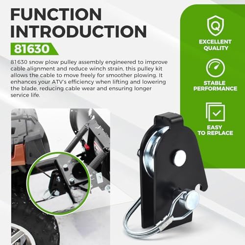 81630 Snow Plow Pulley Assembly for ProVantage WARN Heavy Duty ATV Pulley Upgrade Kit Compatible with ProVantage 78100 and 92100 Plow Base
