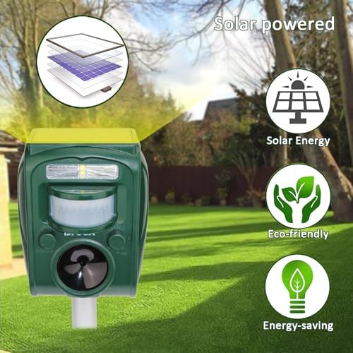 Broox 2026 Upgraded Solar Animal Repellent, Cat Repellent Outdoor, Squirrel Repellent, Deer Repellent, Ultrasonic pest Repeller, Waterproof IP 65