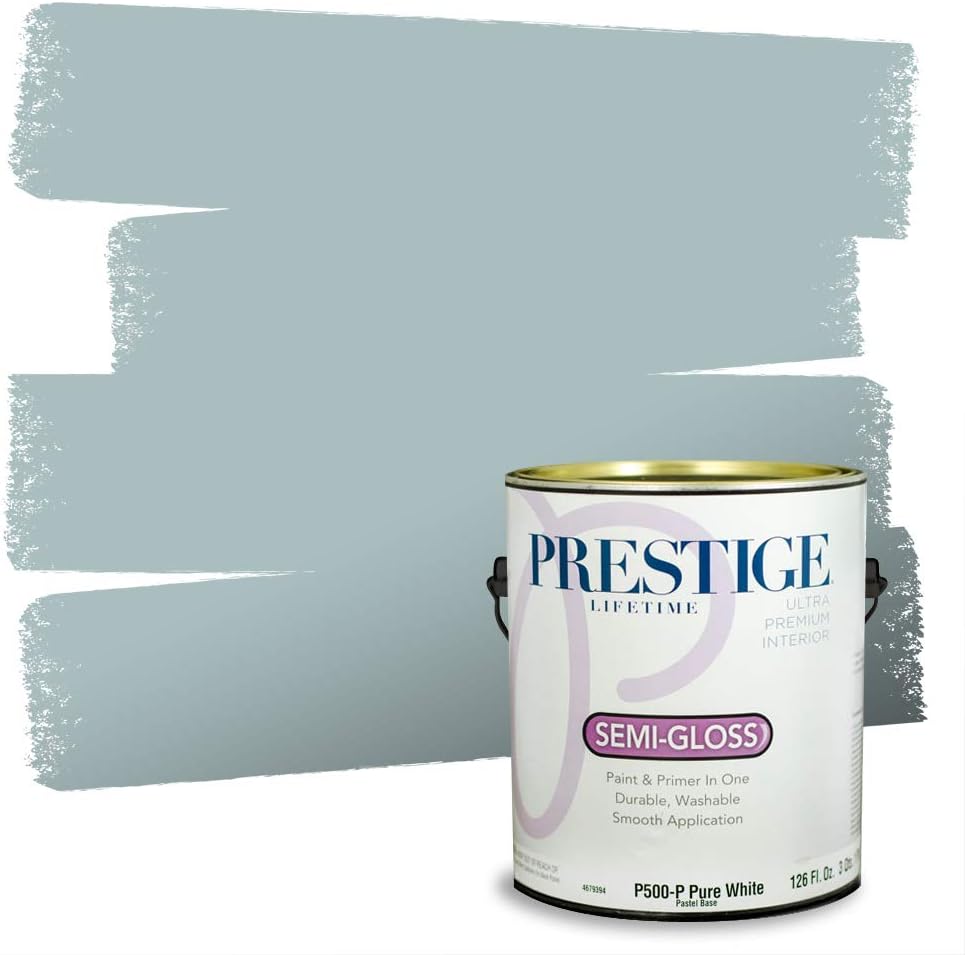 PRESTIGE Paints E100-T-SW6241 Exterior Paint and Primer in One, 1-Gallon, Flat, Comparable Match of Sherwin Williams Aleutian, 1 Gallon, SW18-Aleutian