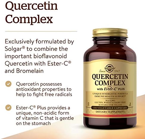 Solgar Quercetin Complex with Ester-C Plus, 100 Vegetable Capsules - Supports Immune Health, Antioxidant - Gentle on the Stomach Vitamin C - Non-GMO