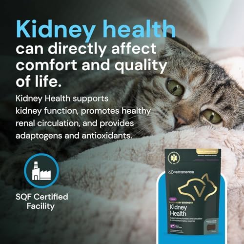 Vetriscience Veterinary Strength Kidney Health Chews - Balanced Kidney Support for Pets - Feline & Canine Renal Support - Holistic Formula - Chicken
