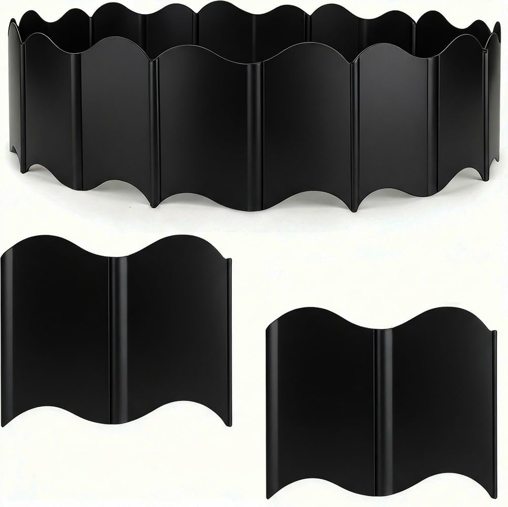 Orgrimmar Garden Edging Kit 40PCS Pound-in Interlocking Black(20”x5.3”)
