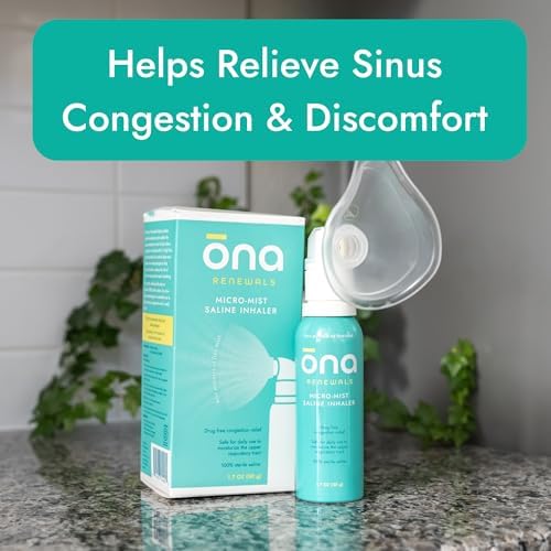 ONA Renewals - Micro-Mist Saline Nasal Inhaler - 1.7 fl oz | Congestion Relief for Adults, Saline Mist Spray for Cold, Flu, Allergy