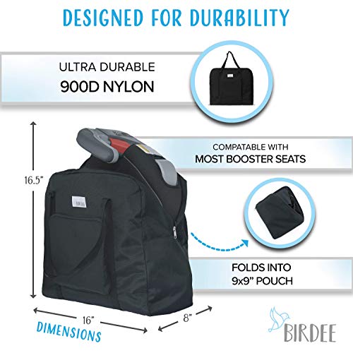 Birdee Durable Backless Booster Seat Travel Bag for Airplane Gate Check and Carrier for Travel - Fits GB Pockit and Most Lightweight Compact Folding