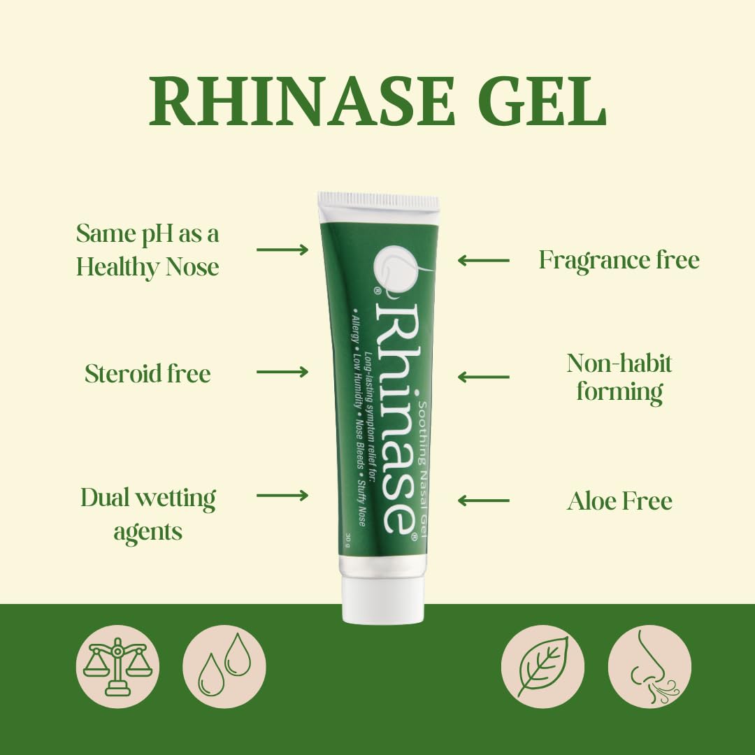 Rhinase Saline Nasal Gel (5 Pack) with 2 Wetting Agents and 2 Salts Allergy Relief Moisturizer - No Steroids no Aloe no Scent…