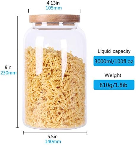 SAIOOL Egg Jar,kitchen canister， 1 Gallon Large Glass Food Storage Jars with Airtight Lid, Clear