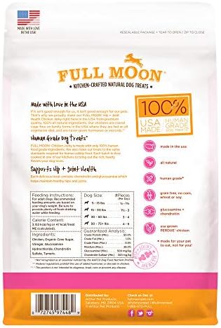 Full Moon® Chicken Jerky Hip And Joint Dog Treats 12 oz | Made withchondroitin, glucosamine and turmeric, Human Grade, No corn, No wheat, No soy, Glycerin Free, Made in the USA