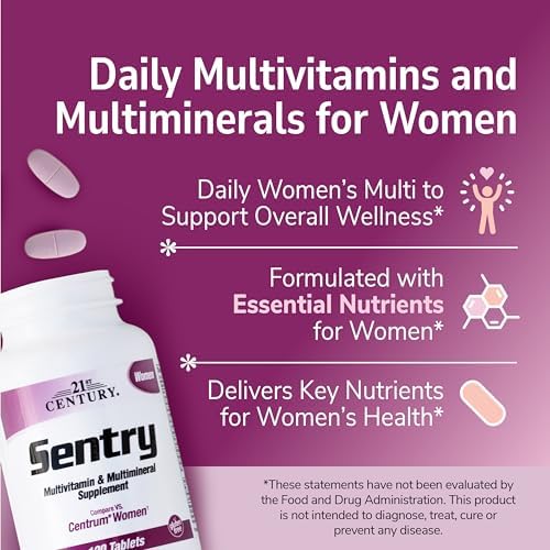 21st Century Sentry Women Multivitamin with Iron & Calcium, 120 Count | Complete Women's Multivitamin & Multimineral with Iron, Compare VS. Centrum® Women, Daily Energy, 120-count 4-month Supply