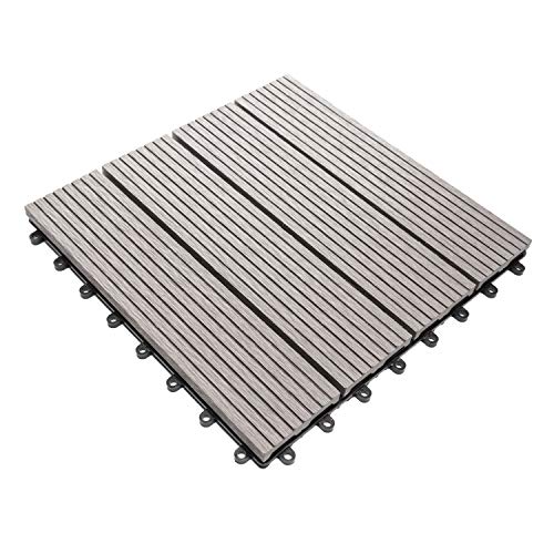 IncStores Helios Interlocking Patio Deck Tiles | All Weather | Waterproof Outdoor Flooring for Patio, Balcony Flooring, Garden and Poolside | 12"x12" | 11 Gray 6 Slate Tiles