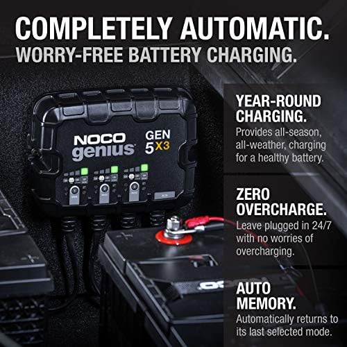 NOCO GEN5X3 12V 15A 3-Bank OnBoard Marine Battery Charger & Maintainer