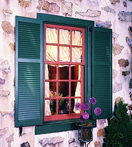 LTL Home Products AM-SHL47 American Wood Exterior Window Louvered Shutters, 15" x 47", Unfinished Pine