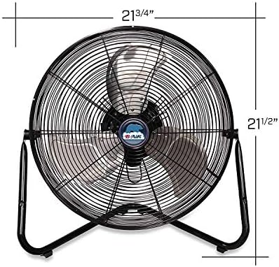 B-Air Firtana 20" High Velocity Electric Garage Floor Fan for Industrial and Home Use with 3-Speeds and Tilt Adjustable Fan Head, SAFF-20, Black