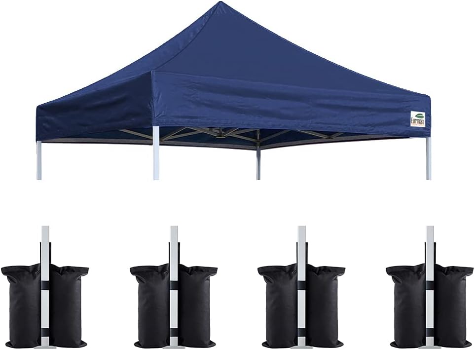 Eurmax USA 10x10 Pop Up Canopy Replacement Top,Universal Instant Canopy Cover ONLY,Heavy Duty UPF 50+ UV Protection,Water & Wind Resistant Tarp,30+ Colors Available,Bonus 4 Sand Bags (White)