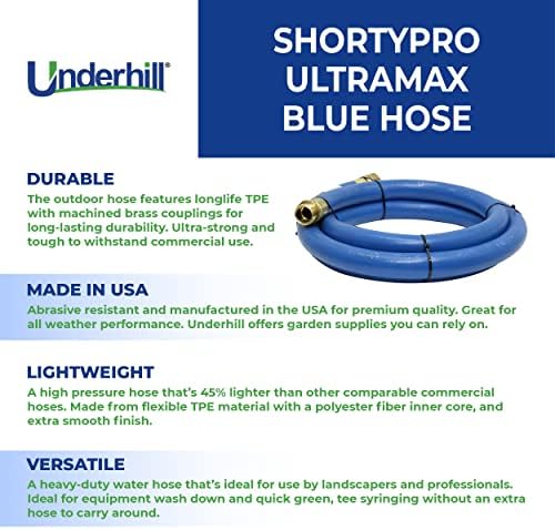 UltraMax Commercial Garden Water Hose 50 ft, Lightweight, Flexible, Anti-Kink, All Weather, 1200 psi, H75-050B, 3/4 Inch x 50 ft, Blue