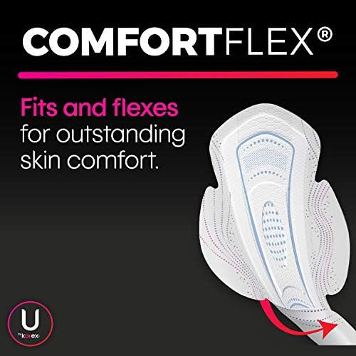 U by Kotex CleanWear Ultra Thin Feminine Pads with Wings, Regular, Fragrance-Free, 50 Count