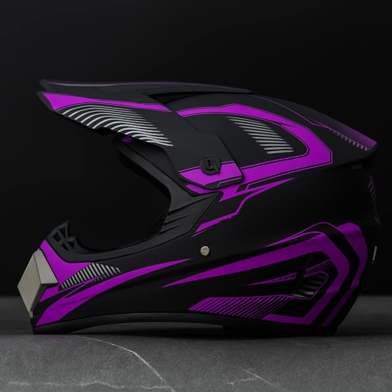 Motocross Offroad Helmet Dirt Bike Helmet BMX MX ATV Helmet Full Face Motorcycle Helmet with Gloves Goggles Mask for Unisex Adult Youth DOT/FMVSS