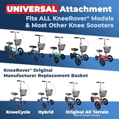KneeRover Knee Scooter Basket Accessory with Convenient Handle | Knee Rover Basket Attachment, Includes Universal Bracket Mount