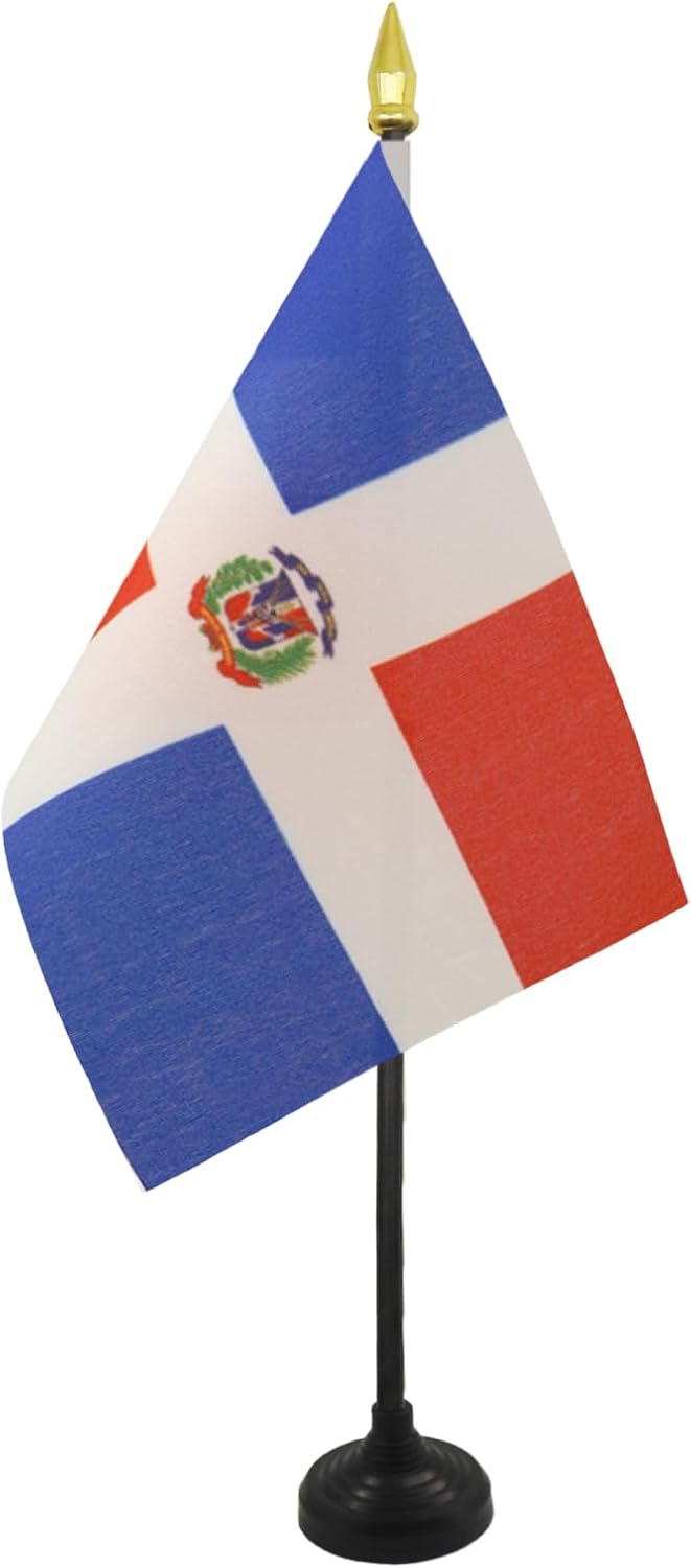 AZ FLAG Nicaragua Table Flag 4x6 in 100D Polyester Plastic Base | Indoor use Nicaraguan 15x10 cm desk flag stitched finish with reinforced edges with plastic pole and gold finial