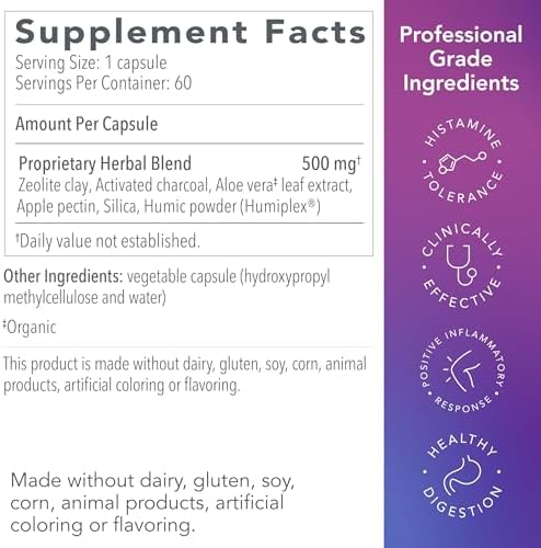 Biocidin GI Detox+ Binder Supplement, Toxins Cleanse Support, 60 Count | Gut Detox, Zeolite Heavy Metal Cleanse Support, Activated Charcoal
