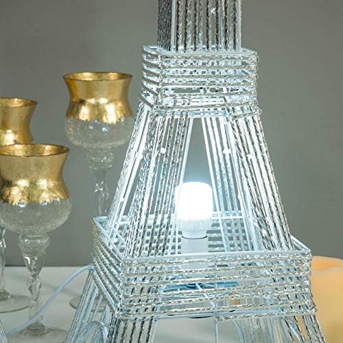 39-Inch Silver Metal Color Changing Eiffel Tower with 80 LED Lights - Wedding Party Home Decorations Supplies