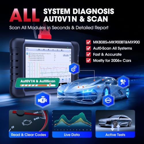 Autel Scanner MaxiCOM MK808S Bidirectional Tool, 28+ Hot Service All System | 3000+ Active Tests as MK900-BT
